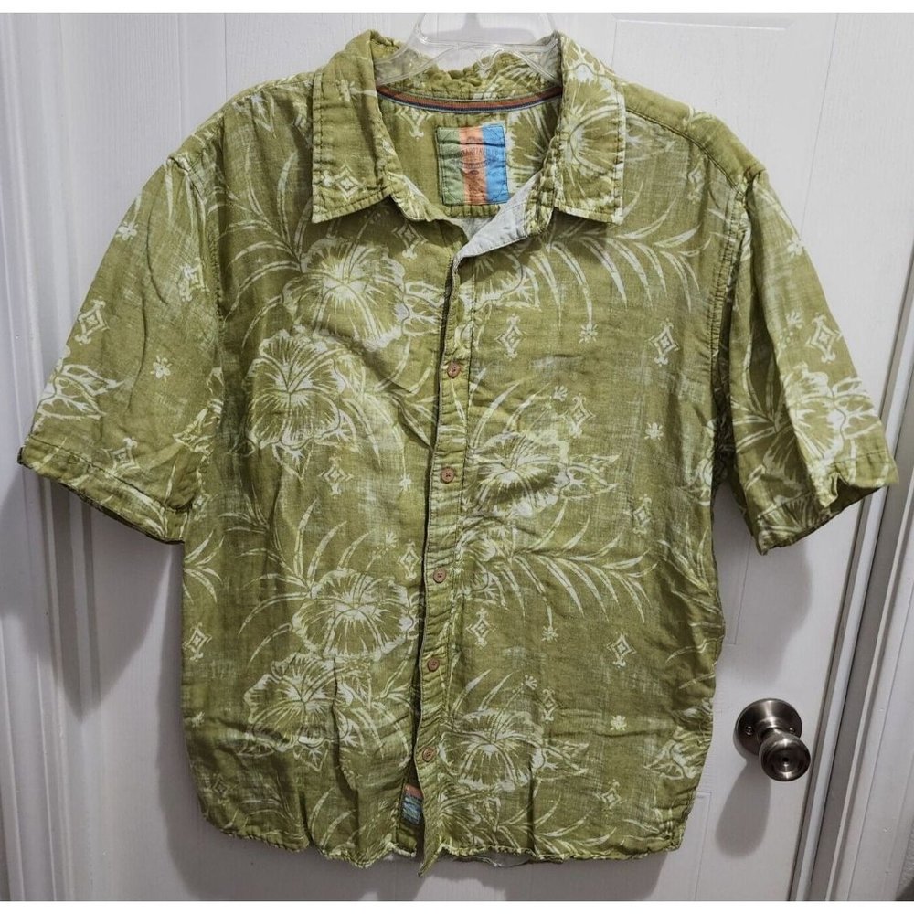 Jimmy Buffett Mens Button Up Shirt XL Margaritaville BBQ Green Island Floral‎
